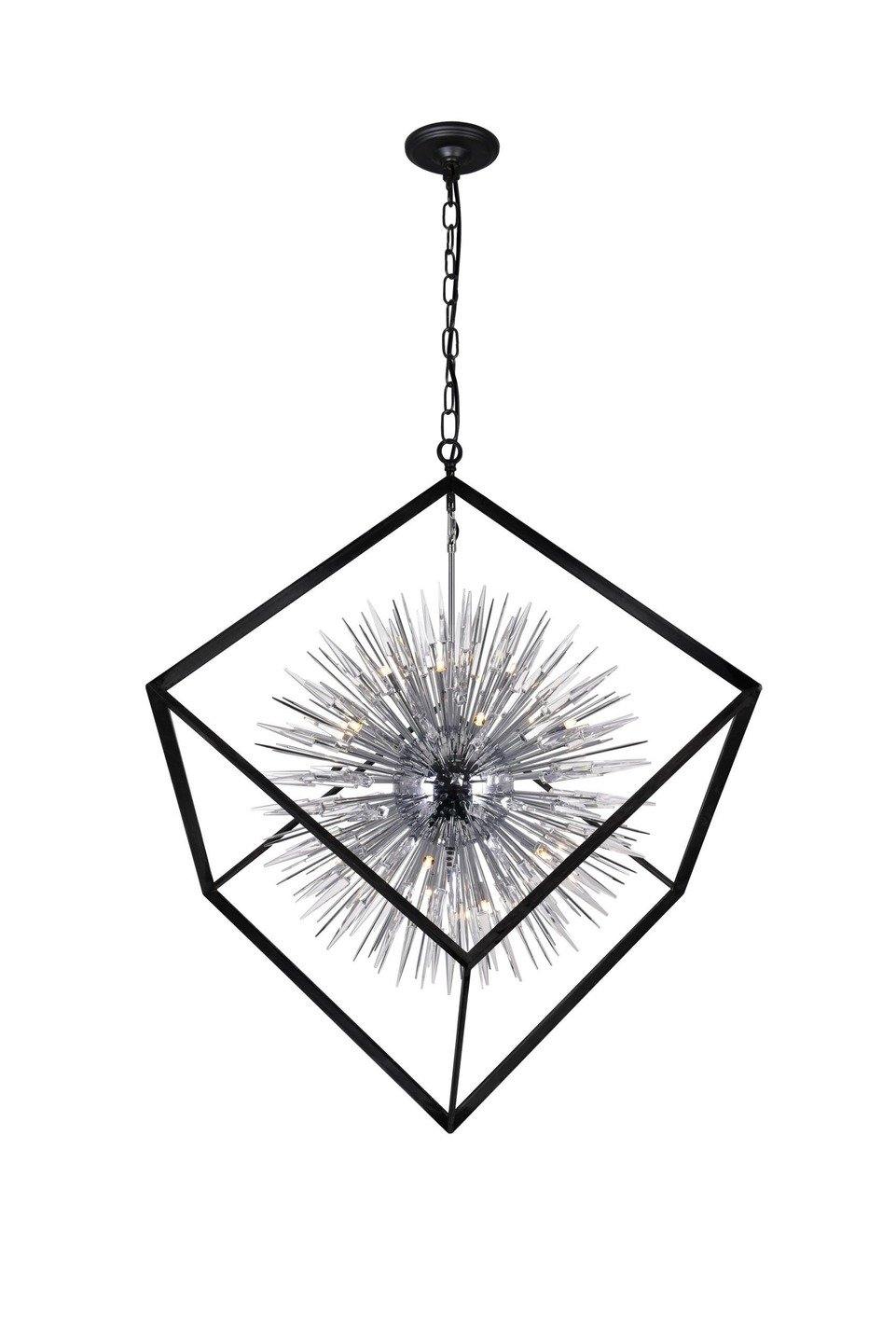 Black Caged with Spike Crystal Chandelier - LV LIGHTING