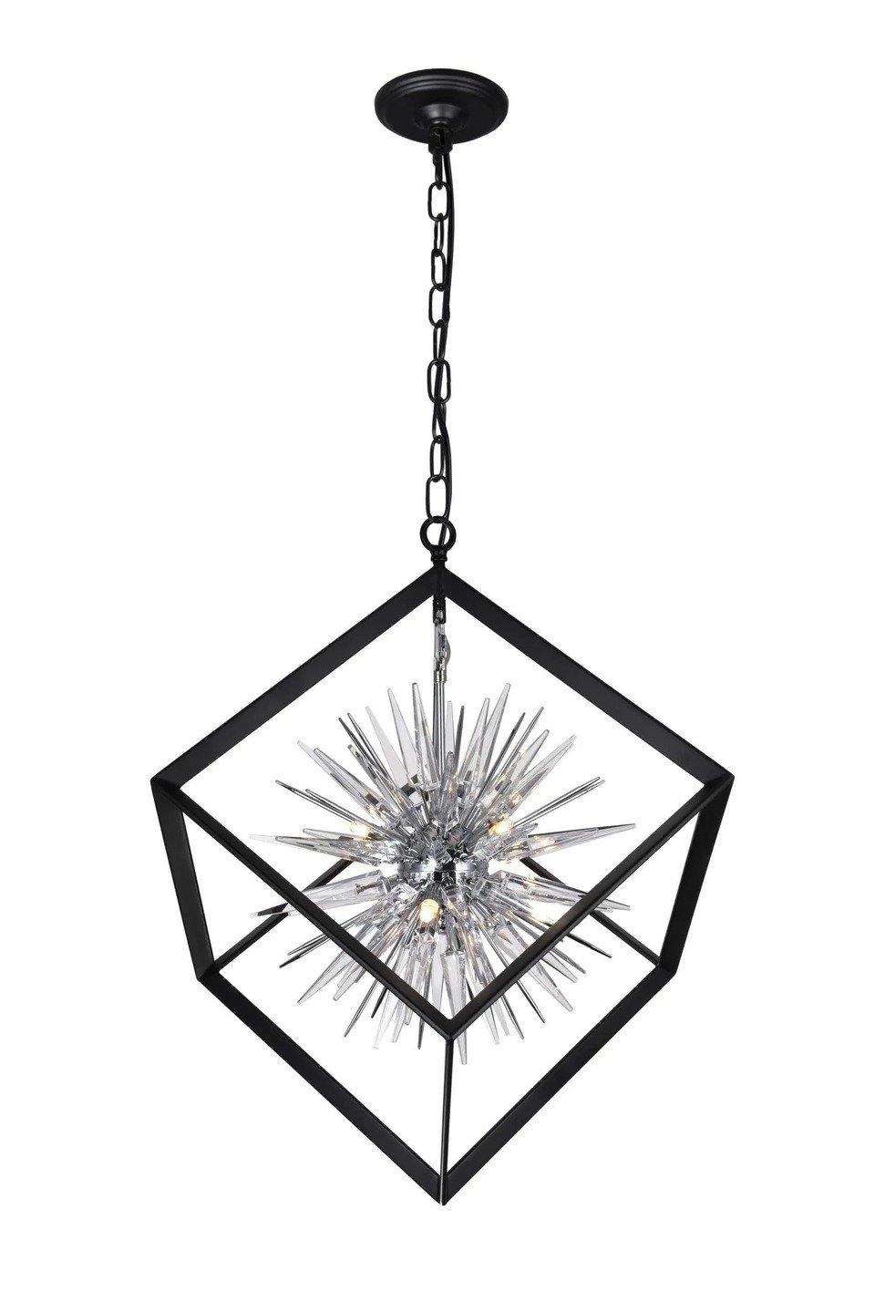 Black Caged with Spike Crystal Chandelier - LV LIGHTING