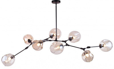 Steel Braches with Clear Open Glass Shade Chandelier - LV LIGHTING