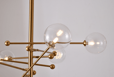Steel Frame with Clear Glass Globe Shade Chandelier - LV LIGHTING