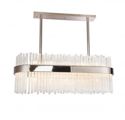 Steel Oval Frame with Clear Glass Rod Linear Pendant - LV LIGHTING