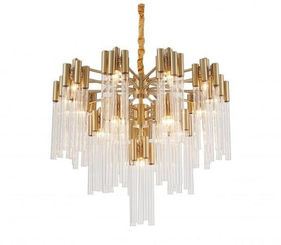 Three Tier Steel Frame with Clear Glass Tube Chandelier - LV LIGHTING