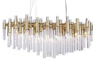 Steel Frame with Clear Crystal Rod Linear Pendant - LV LIGHTING