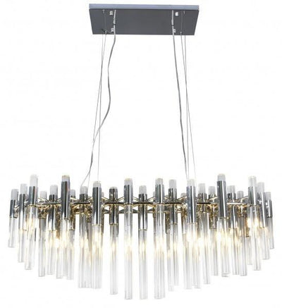 Steel Frame with Clear Crystal Rod Linear Pendant - LV LIGHTING