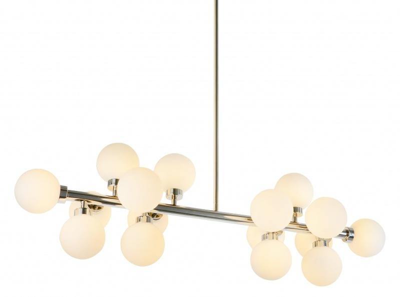 Steel with Milk White Glass Globe Shade Linear Pendant - LV LIGHTING