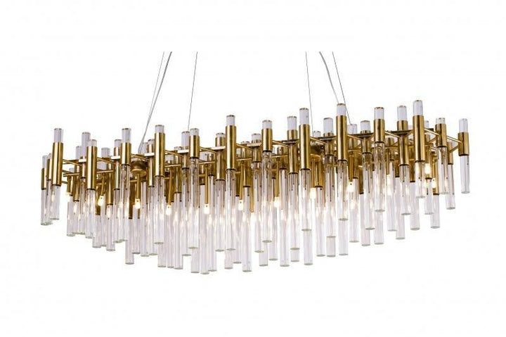 Steel Frame with Clear Glass Rod Linear Pendant - LV LIGHTING