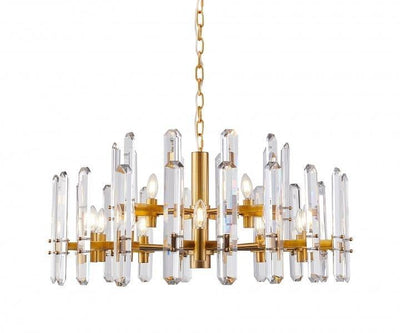 Steel Frame with Clear Crystal Plaques Chandelier - LV LIGHTING