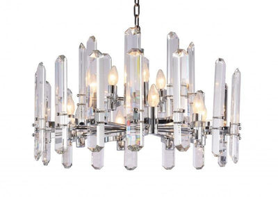 Steel Frame with Clear Crystal Plaques Chandelier - LV LIGHTING