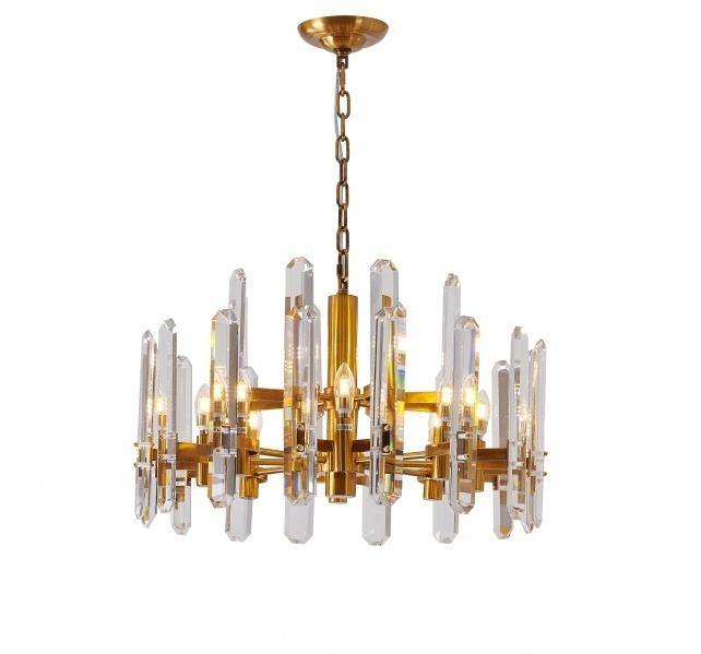 Steel Frame with Clear Crystal Plaques Chandelier - LV LIGHTING
