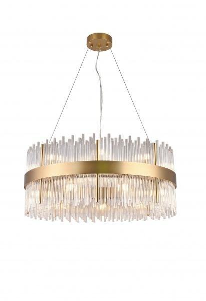 Gold Steel Frame with Clear Glass Rod Chandelier - LV LIGHTING