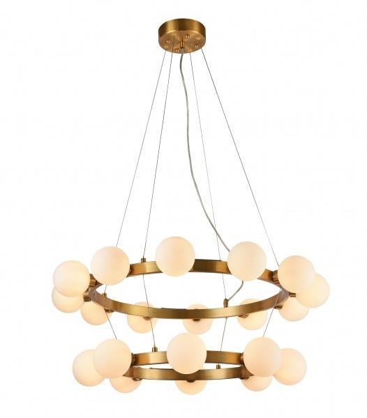 Antique Brass with Milk White Glass Globe Shade Chandelier - LV LIGHTING