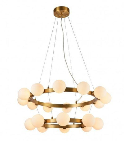 Antique Brass with Milk White Glass Globe Shade Chandelier - LV LIGHTING