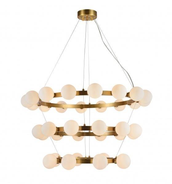 Antique Brass with Milk White Glass Globe Shade Chandelier - LV LIGHTING