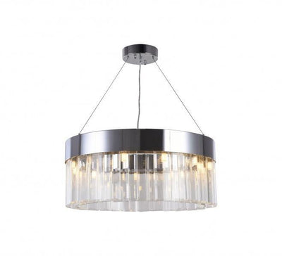 Steel Round Frame with Clear Crystal Chandelier - LV LIGHTING