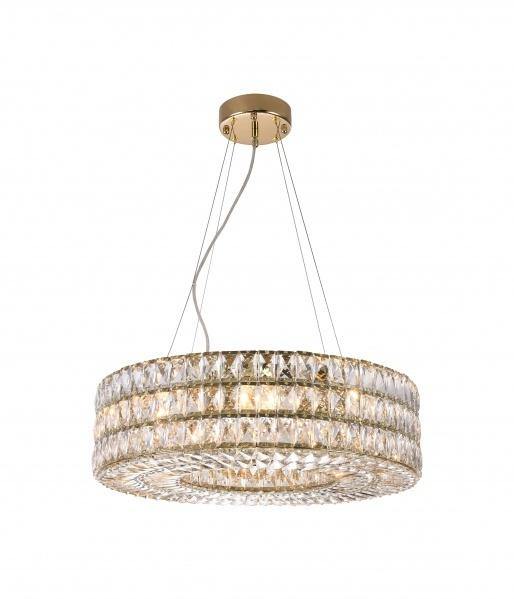 Gold with Triple Stacked Clear Crystal Ring Chandelier - LV LIGHTING