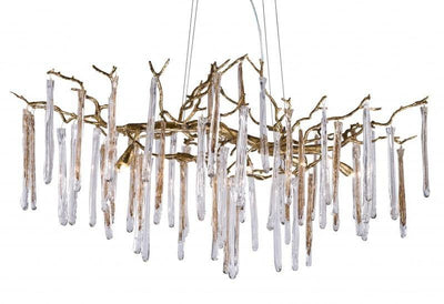 Copper Branch with Crystal Glass Drop Chandelier - LV LIGHTING