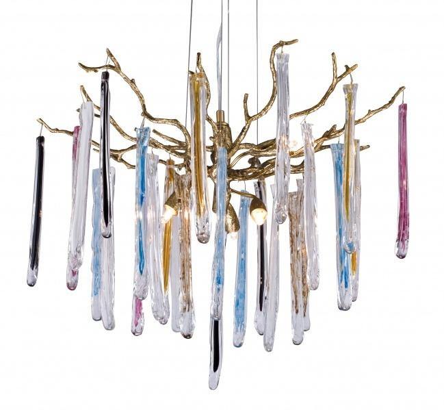 Copper Branch with Crystal Glass Drop Chandelier - LV LIGHTING