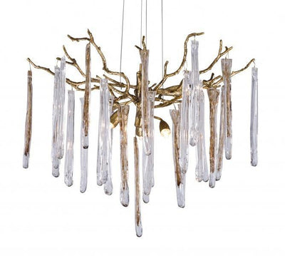 Copper Branch with Crystal Glass Drop Chandelier - LV LIGHTING