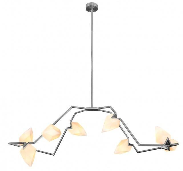 Satin Nickel Frame with White Glass Shade Chandelier - LV LIGHTING