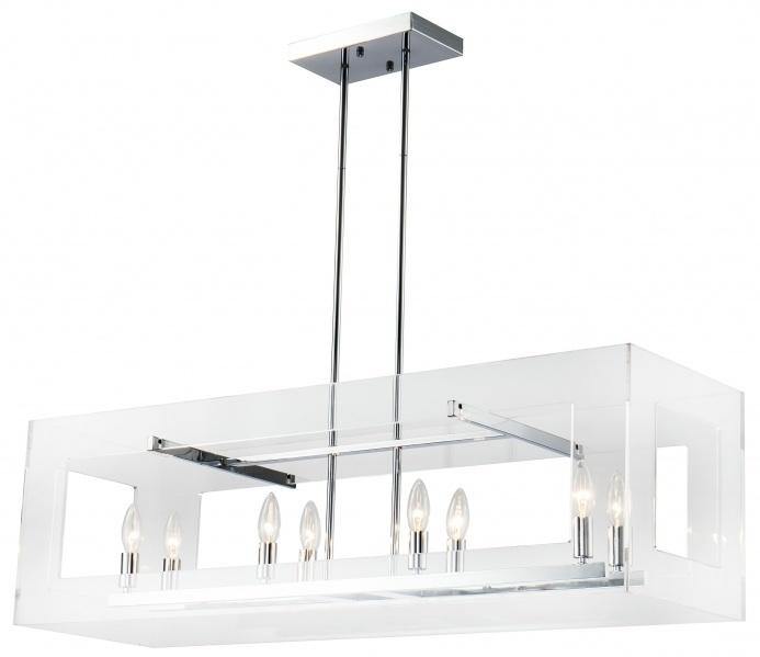 Chrome with Clear Acrylic Opened Shade Linear Pendant - LV LIGHTING