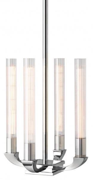 Polished Nickel with Clear Glass Tube Shade Pendant - LV LIGHTING