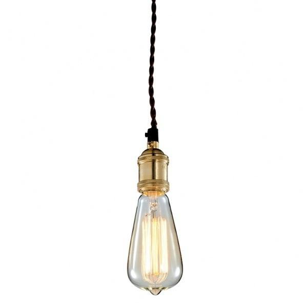 Twisted Fabric Cord with Brass Frame Single Light Pendant - LV LIGHTING