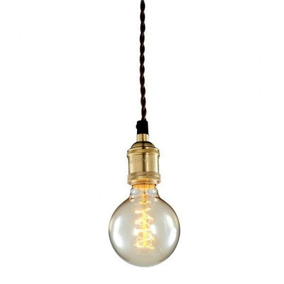 Twisted Fabric Cord with Brass Frame Single Light Pendant - LV LIGHTING