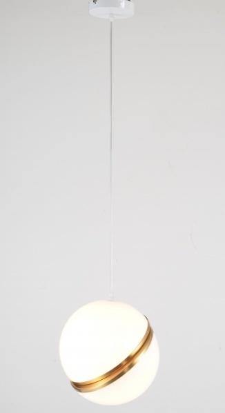 Gold Trim with White Acrylic Orb Shade Single Pendant - LV LIGHTING