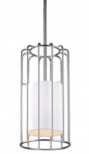 Steel Caged Frame with White Cylindrical Shade Single Pendant - LV LIGHTING