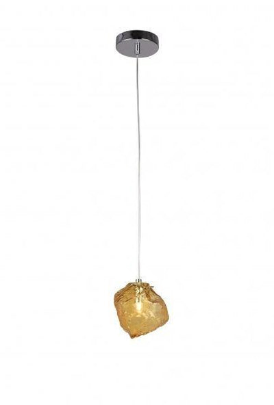 Chrome with Distored Glass Single Light Pendant - LV LIGHTING