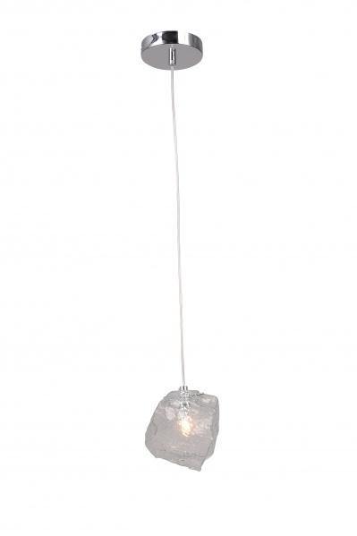 Chrome with Distored Glass Single Light Pendant - LV LIGHTING