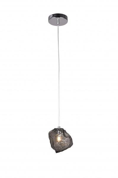 Chrome with Distored Glass Single Light Pendant - LV LIGHTING