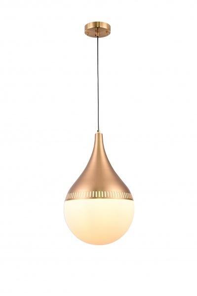 Gold with Millk White Glass Shade Single Light Pendant - LV LIGHTING