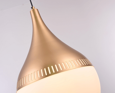 Gold with Millk White Glass Shade Single Light Pendant - LV LIGHTING