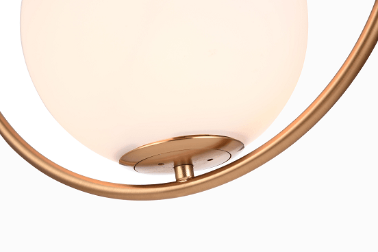 Gold with Round Milk White Glass Shade Single Light Pendant - LV LIGHTING