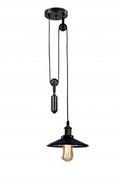 Black with Rope retractable Pully Pendant - LV LIGHTING