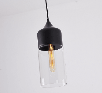 Steel with Clear Cylindrical Glass Shade Pendant - LV LIGHTING