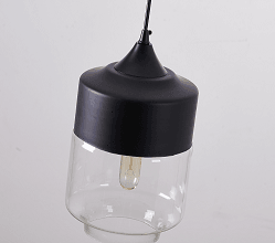 Black with Clear Glass Shade Single Pendant - LV LIGHTING