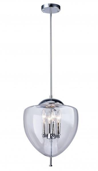 Chrome with Clear Glass Shade Single Pendant - LV LIGHTING