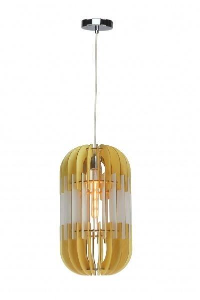 Natural Wood with White Tablet Frame Single Light Pendant - LV LIGHTING