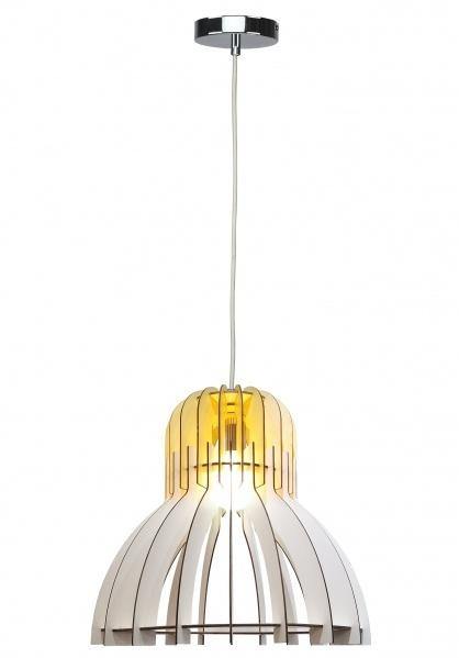 Natural Wood with White Frame Single Light Pendant - LV LIGHTING