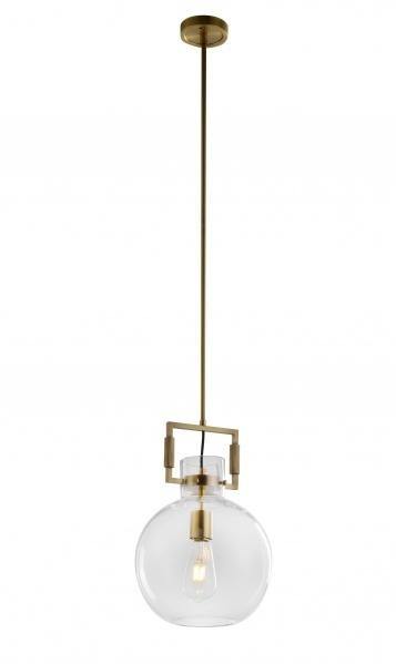 Brass Frame with Round Clear Glass Shade Single Light Pendant - LV LIGHTING