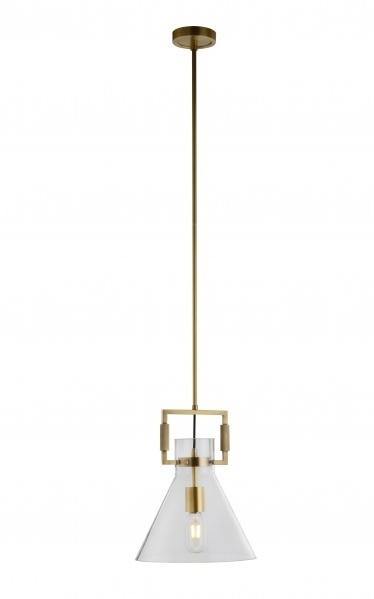 Brass Frame with Clear Glass Shade Single Light Pendant - LV LIGHTING