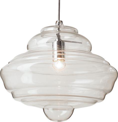 Chrome with Hand Blown Clear Glass Shade Single Light Pendant - LV LIGHTING