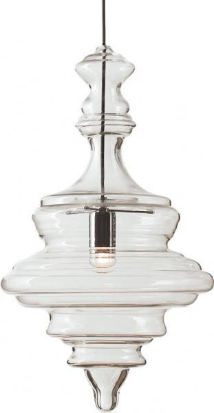 Chrome with Hand Blown Clear Glass Shade Single Light Pendant - LV LIGHTING