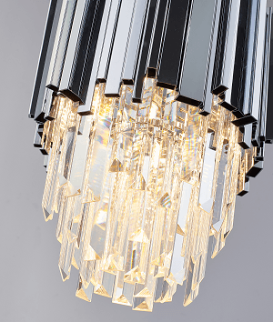 Steel Frame with Clear Crystal Single Pendant - LV LIGHTING