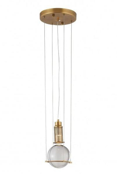 Brass with Clear Glass Globe Single Pendant - LV LIGHTING