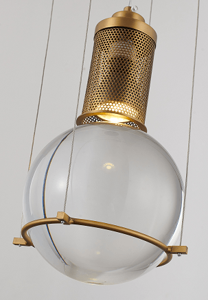 Brass with Clear Glass Globe Single Pendant - LV LIGHTING