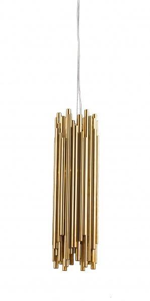 Gold Steel Rod Shade Single Light Pendant - LV LIGHTING