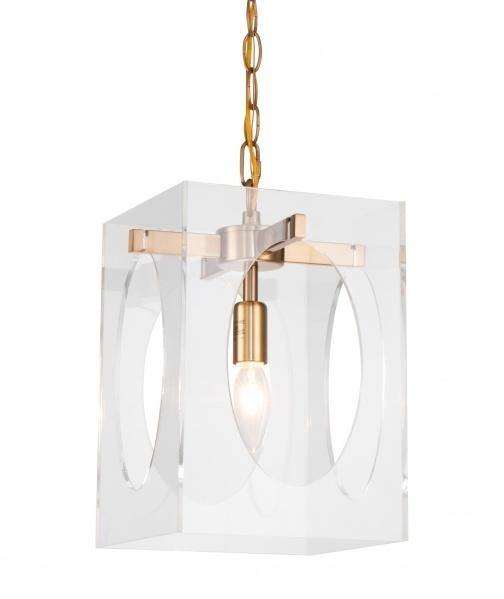 Steel with Clear Acrylic Open Frame Shade Single Pendant - LV LIGHTING